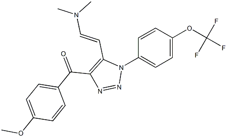 {5-[(E)-2-(dimethylamino)ethenyl]-1-[4-(trifluoromethoxy)phenyl]-1H-1,2,3-triazol-4-yl}(4-methoxyphenyl)methanone Struktur