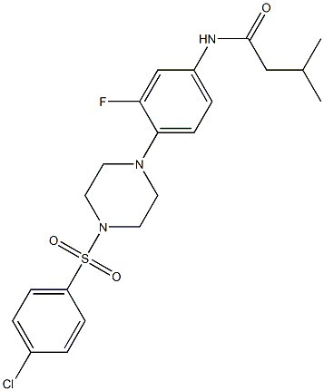 N-(4-{4-[(4-chlorophenyl)sulfonyl]piperazino}-3-fluorophenyl)-3-methylbutanamide Struktur