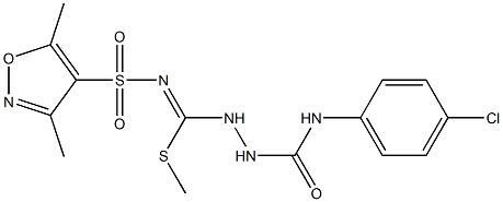 N1-(4-chlorophenyl)-2-[{[(3,5-dimethylisoxazol-4-yl)sulfonyl]imino}(methylthio)methyl]hydrazine-1-carboxamide Struktur