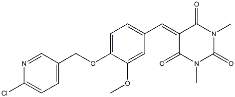 5-({4-[(6-chloro-3-pyridinyl)methoxy]-3-methoxyphenyl}methylene)-1,3-dimethyl-2,4,6(1H,3H,5H)-pyrimidinetrione Struktur