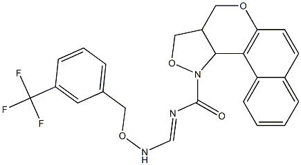 N-[({[3-(trifluoromethyl)benzyl]oxy}amino)methylene]-3a,11c-dihydro-3H-benzo[5,6]chromeno[4,3-c]isoxazole-1(4H)-carboxamide Struktur