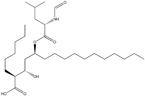 (2S,3S,5S)-5-((S)-2-formamido-4-methylpentanoyloxy)-2-hexyl-3-hydroxyhexadecanoic acid Struktur