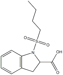 1-(butane-1-sulfonyl)-2,3-dihydro-1H-indole-2-carboxylic acid Struktur