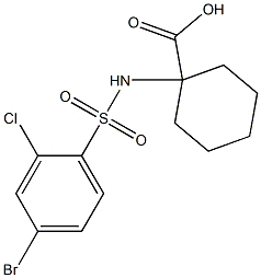 1-[(4-bromo-2-chlorobenzene)sulfonamido]cyclohexane-1-carboxylic acid Struktur