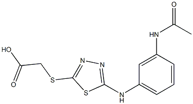 2-({5-[(3-acetamidophenyl)amino]-1,3,4-thiadiazol-2-yl}sulfanyl)acetic acid Struktur