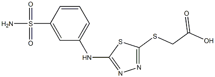 2-({5-[(3-sulfamoylphenyl)amino]-1,3,4-thiadiazol-2-yl}sulfanyl)acetic acid Struktur