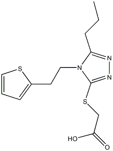 2-({5-propyl-4-[2-(thiophen-2-yl)ethyl]-4H-1,2,4-triazol-3-yl}sulfanyl)acetic acid Struktur