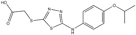 2-[(5-{[4-(propan-2-yloxy)phenyl]amino}-1,3,4-thiadiazol-2-yl)sulfanyl]acetic acid Struktur