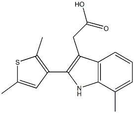 2-[2-(2,5-dimethylthiophen-3-yl)-7-methyl-1H-indol-3-yl]acetic acid Struktur