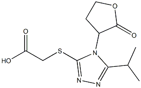 2-{[4-(2-oxooxolan-3-yl)-5-(propan-2-yl)-4H-1,2,4-triazol-3-yl]sulfanyl}acetic acid Struktur