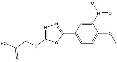 2-{[5-(4-methoxy-3-nitrophenyl)-1,3,4-oxadiazol-2-yl]sulfanyl}acetic acid Struktur