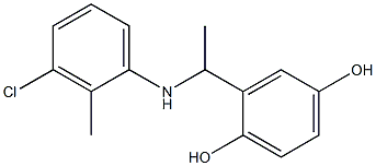 2-{1-[(3-chloro-2-methylphenyl)amino]ethyl}benzene-1,4-diol Struktur