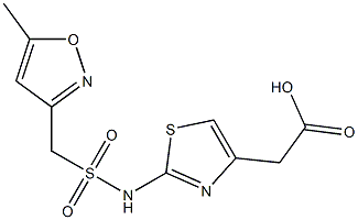 2-{2-[(5-methyl-1,2-oxazol-3-yl)methanesulfonamido]-1,3-thiazol-4-yl}acetic acid Struktur