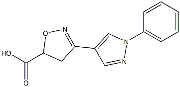 3-(1-phenyl-1H-pyrazol-4-yl)-4,5-dihydro-1,2-oxazole-5-carboxylic acid Struktur