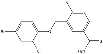 3-(4-bromo-2-chlorophenoxymethyl)-4-fluorobenzene-1-carbothioamide Struktur