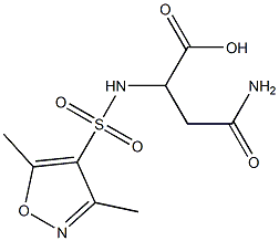 3-carbamoyl-2-[(3,5-dimethyl-1,2-oxazole-4-)sulfonamido]propanoic acid Struktur