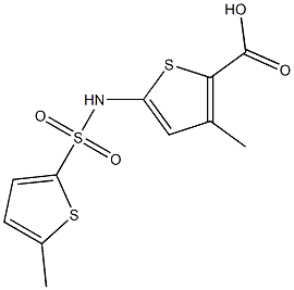 3-methyl-5-[(5-methylthiophene-2-)sulfonamido]thiophene-2-carboxylic acid Struktur