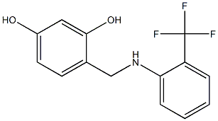 4-({[2-(trifluoromethyl)phenyl]amino}methyl)benzene-1,3-diol Struktur