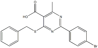 4-(benzylthio)-2-(4-bromophenyl)-6-methylpyrimidine-5-carboxylic acid Struktur