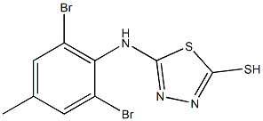 5-[(2,6-dibromo-4-methylphenyl)amino]-1,3,4-thiadiazole-2-thiol Struktur