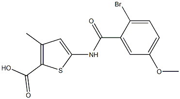 5-[(2-bromo-5-methoxybenzene)amido]-3-methylthiophene-2-carboxylic acid Struktur