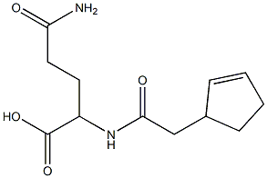 5-amino-2-[(cyclopent-2-en-1-ylacetyl)amino]-5-oxopentanoic acid Struktur