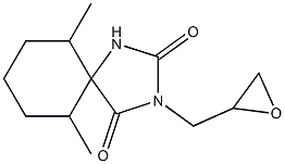 6,10-dimethyl-3-(oxiran-2-ylmethyl)-1,3-diazaspiro[4.5]decane-2,4-dione Struktur