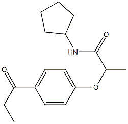 N-cyclopentyl-2-(4-propanoylphenoxy)propanamide Struktur