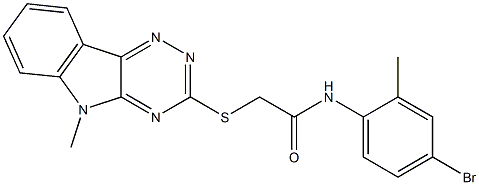 N-(4-bromo-2-methylphenyl)-2-[(5-methyl-5H-[1,2,4]triazino[5,6-b]indol-3-yl)sulfanyl]acetamide Struktur