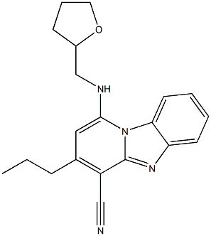 3-propyl-1-[(tetrahydro-2-furanylmethyl)amino]pyrido[1,2-a]benzimidazole-4-carbonitrile Struktur