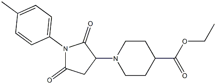 ethyl 1-[1-(4-methylphenyl)-2,5-dioxo-3-pyrrolidinyl]-4-piperidinecarboxylate Struktur