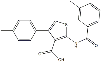 2-[(3-methylbenzoyl)amino]-4-(4-methylphenyl)-3-thiophenecarboxylic acid Struktur