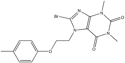 8-bromo-1,3-dimethyl-7-[2-(4-methylphenoxy)ethyl]-3,7-dihydro-1H-purine-2,6-dione Struktur