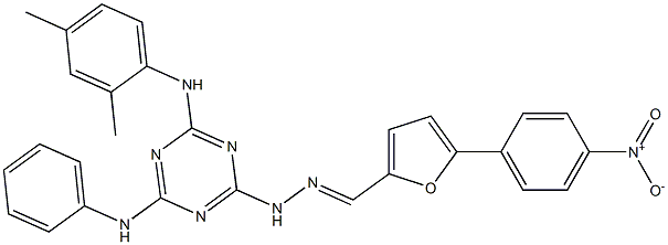 5-{4-nitrophenyl}-2-furaldehyde [4-anilino-6-(2,4-dimethylanilino)-1,3,5-triazin-2-yl]hydrazone Struktur