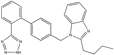 2-butyl-1-{[2'-(2H-tetraazol-5-yl)[1,1'-biphenyl]-4-yl]methyl}-1H-benzimidazole Struktur