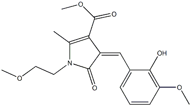 methyl 4-(2-hydroxy-3-methoxybenzylidene)-1-(2-methoxyethyl)-2-methyl-5-oxo-4,5-dihydro-1H-pyrrole-3-carboxylate Struktur