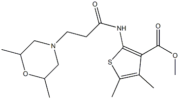 methyl 2-{[3-(2,6-dimethyl-4-morpholinyl)propanoyl]amino}-4,5-dimethyl-3-thiophenecarboxylate Struktur