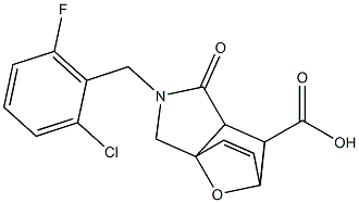 3-(2-chloro-6-fluorobenzyl)-4-oxo-10-oxa-3-azatricyclo[5.2.1.0~1,5~]dec-8-ene-6-carboxylic acid Struktur