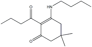 3-(butylamino)-2-butyryl-5,5-dimethyl-2-cyclohexen-1-one Struktur