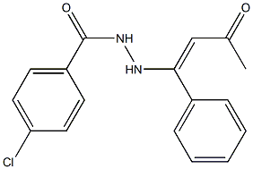 4-chloro-N'-(3-oxo-1-phenyl-1-butenyl)benzohydrazide Struktur