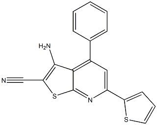 3-amino-4-phenyl-6-(2-thienyl)thieno[2,3-b]pyridine-2-carbonitrile Struktur