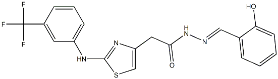 N'-(2-hydroxybenzylidene)-2-{2-[3-(trifluoromethyl)anilino]-1,3-thiazol-4-yl}acetohydrazide Struktur