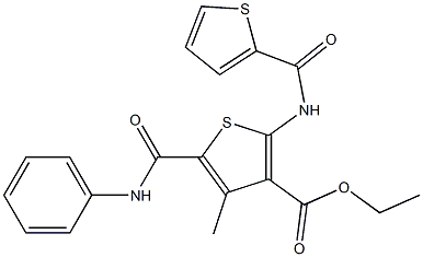 ethyl 5-(anilinocarbonyl)-4-methyl-2-[(2-thienylcarbonyl)amino]-3-thiophenecarboxylate Struktur