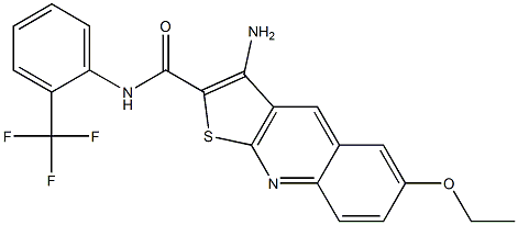 3-amino-6-(ethyloxy)-N-[2-(trifluoromethyl)phenyl]thieno[2,3-b]quinoline-2-carboxamide Struktur