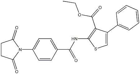 ethyl 2-{[4-(2,5-dioxo-1-pyrrolidinyl)benzoyl]amino}-4-phenyl-3-thiophenecarboxylate Struktur