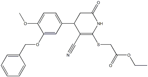 ethyl ({4-[3-(benzyloxy)-4-methoxyphenyl]-3-cyano-6-oxo-1,4,5,6-tetrahydro-2-pyridinyl}sulfanyl)acetate Struktur