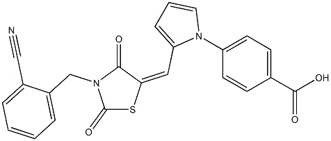 4-(2-{[3-(2-cyanobenzyl)-2,4-dioxo-1,3-thiazolidin-5-ylidene]methyl}-1H-pyrrol-1-yl)benzoic acid Struktur