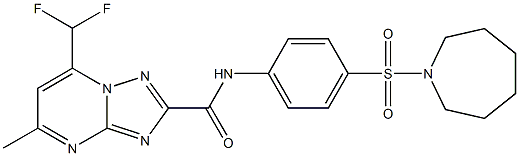 N-[4-(1-azepanylsulfonyl)phenyl]-7-(difluoromethyl)-5-methyl[1,2,4]triazolo[1,5-a]pyrimidine-2-carboxamide Struktur