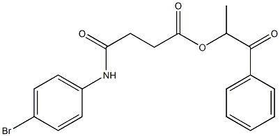 1-methyl-2-oxo-2-phenylethyl 4-(4-bromoanilino)-4-oxobutanoate Struktur