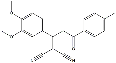 2-[1-(3,4-dimethoxyphenyl)-3-(4-methylphenyl)-3-oxopropyl]malononitrile Struktur